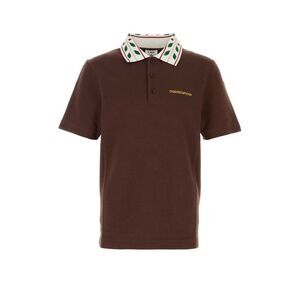 Casablanca Men Brown Piquet Polo Shirt